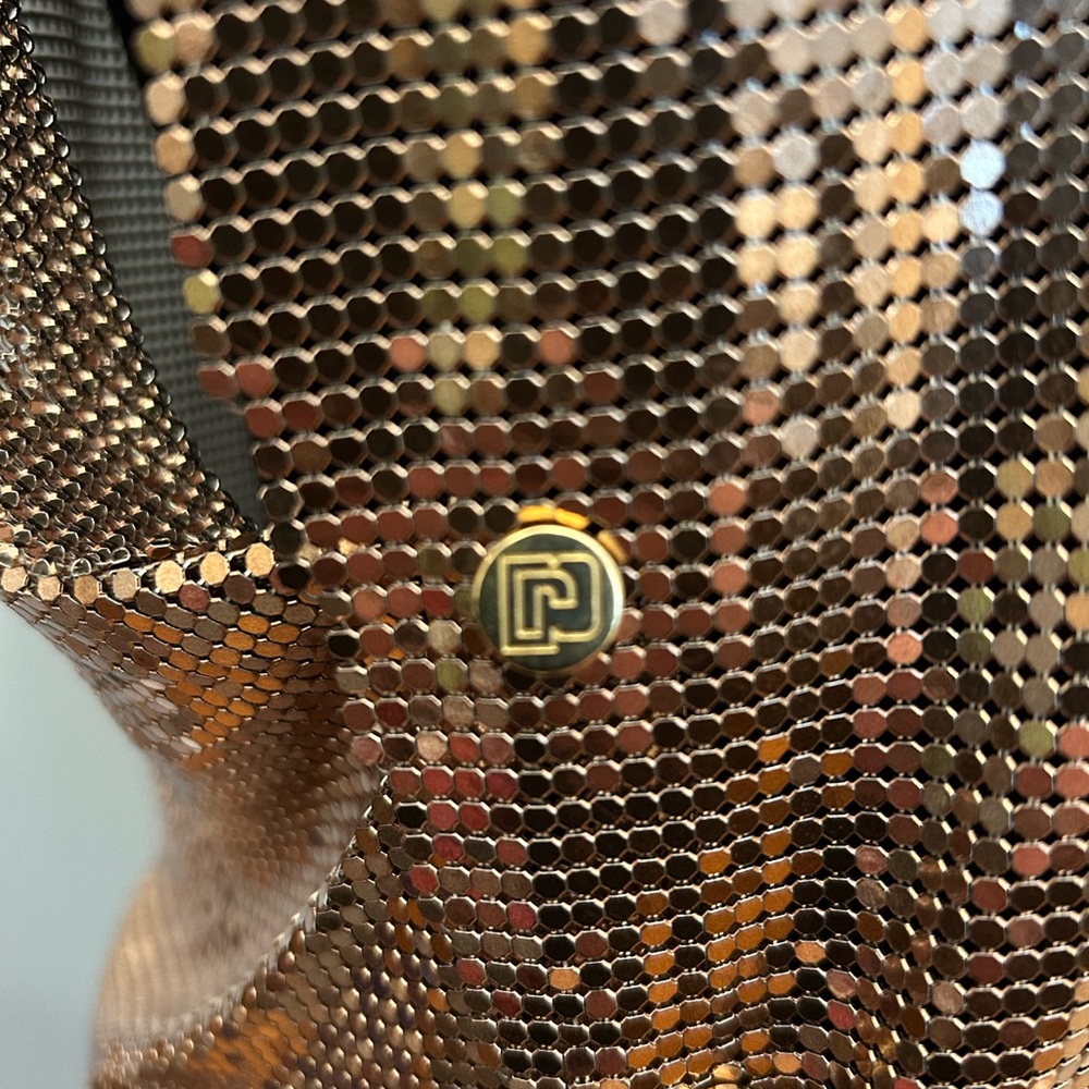 RABANNE Gold Chainmail Drapé Pression Dress, size 38 - Picture 9 of 12
